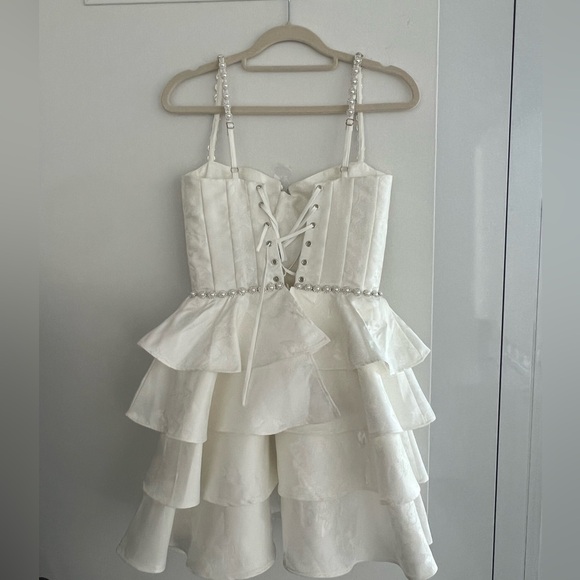 NWT V Chapman Luciana Corset Mini Dress in White Baroque Floral - Picture 6 of 8